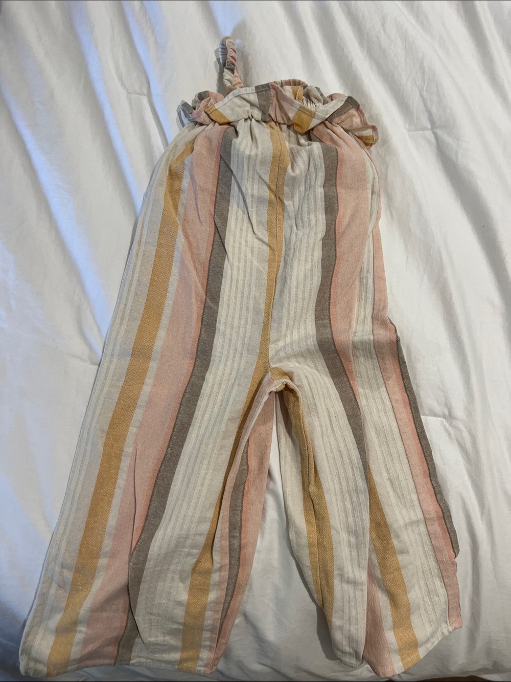 Zara Striped Paperbag-Waist Pants in Pink, Mustard, Gray, Cream